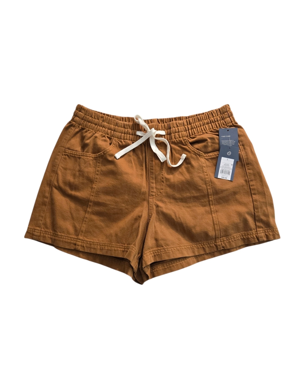 NWT Universal Thread High Rise Drawstring Denim Shorts Rust Brown Women’s Large